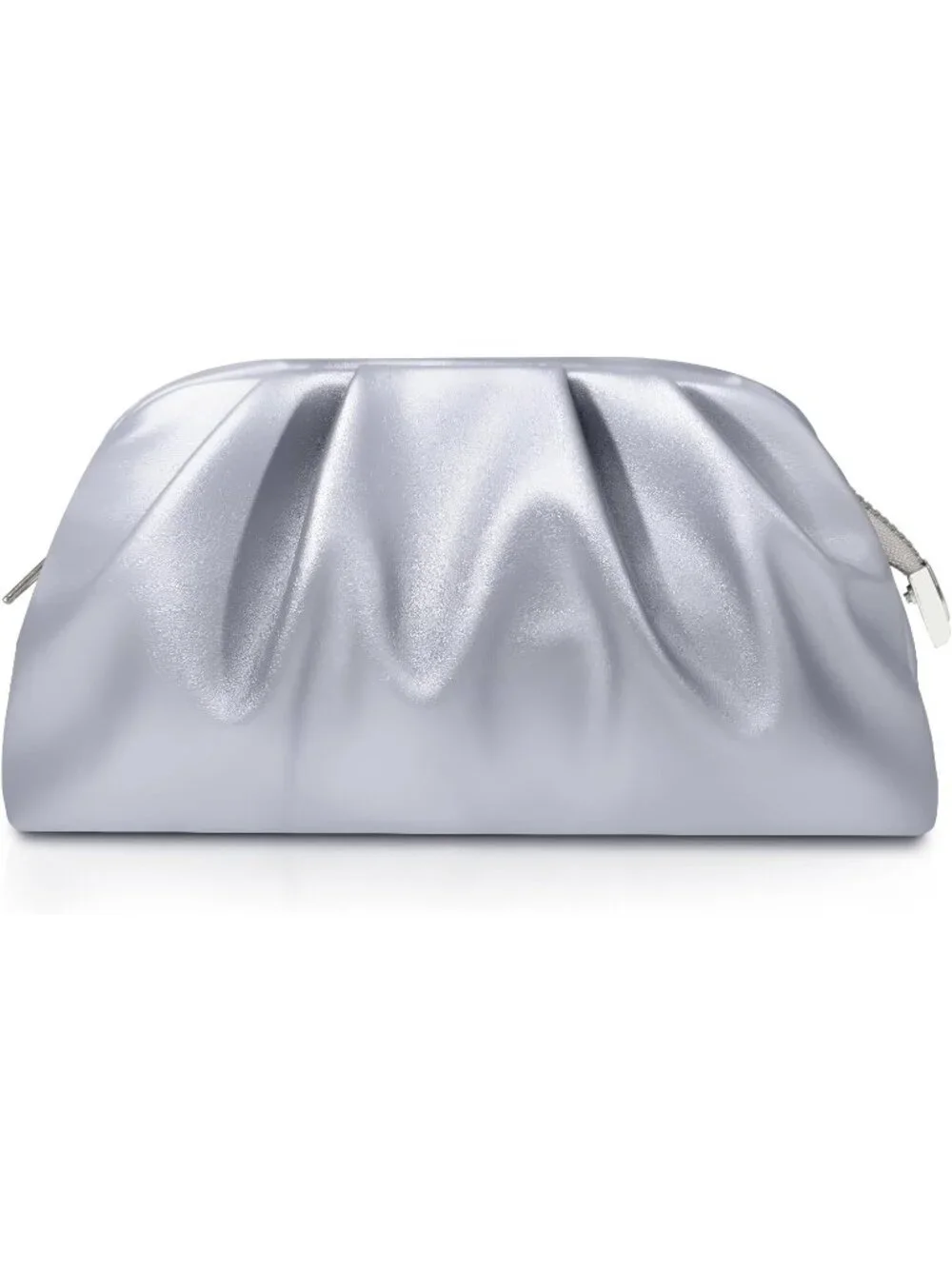 👜Women's Silver Soft Pleated PU Wedding Elegant Evening Clutch Party Purse Bag